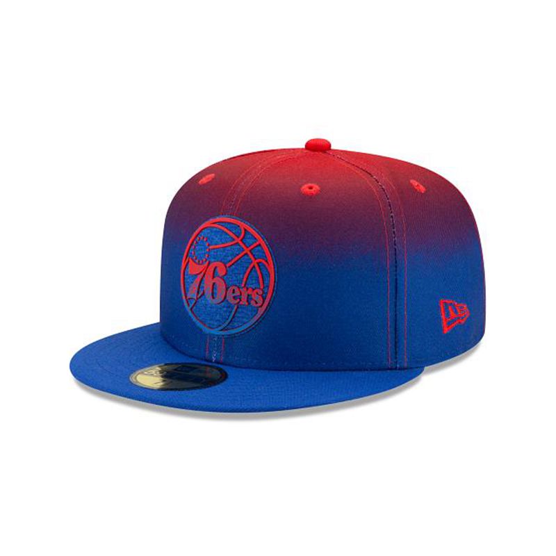 NBA Philadelphia 76ers Back Half 59Fifty Fitted (ORR1159) - Blue New Era Caps